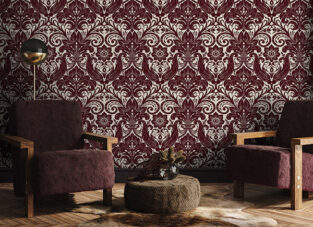 Klassische rote Velours Tapete auf Vlies